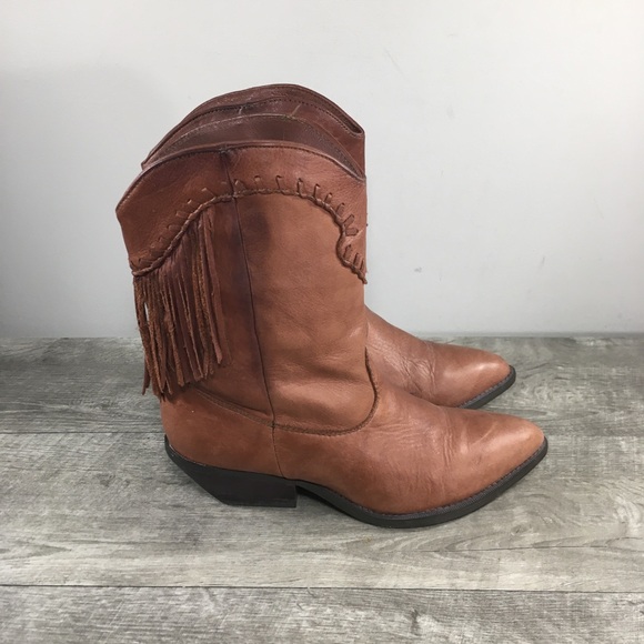 Zodiac Shoes - Zodiac Zline Fringe Western Cowboy Riding Leather Womens Boots Vintage Size 8